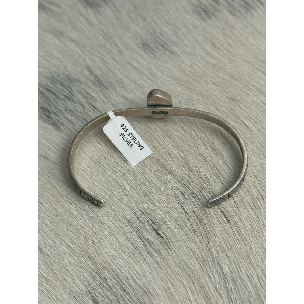 Sterling Silver Blue Ridge Turquoise Stamped Cuff Bracelet Stacker Single Stone - Picture 10 of 16